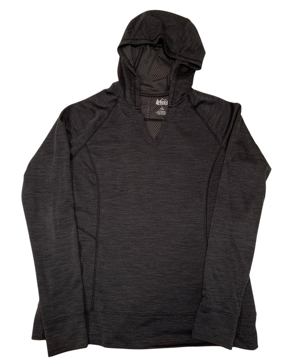 REI Womens Performance Hoodie Pullover Size L Black Hiking Gorpcore Lightweight